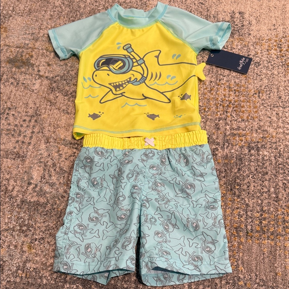 Freestyle Revolution Kids Swim Trunks - Yellow and Blue